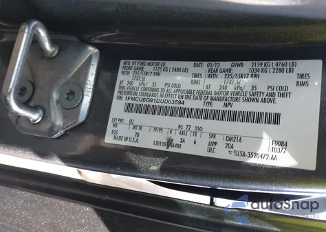 2013 Ford Escape Se z USA, uszkodzony, nr VIN 1FMCU0G91DUD03594